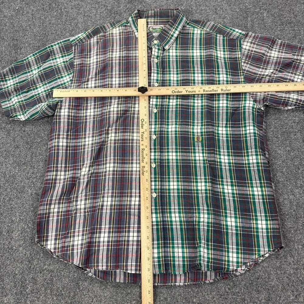 Vintage Siegfried Shirt Mens XL Multicolor Plaid Linen Short Sleeve Button Front